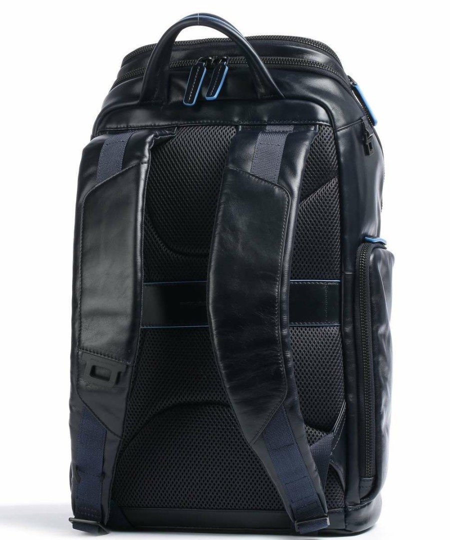 Business & Laptop * | Blue Square Revamp Backpack 14 Fine Grain Cow Leather Piquadro Discount Online Navy