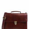 Business & Laptop * | Cambridge Briefcase 15 Leather Leonhard Heyden Exclusive Design Red Brown