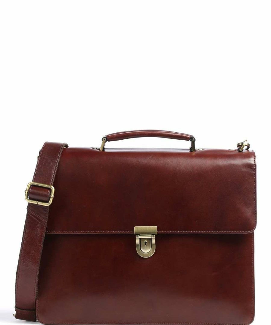 Business & Laptop * | Cambridge Briefcase 15 Leather Leonhard Heyden Exclusive Design Red Brown