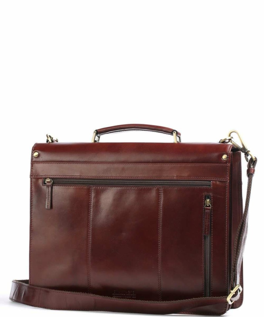 Business & Laptop * | Cambridge Briefcase 15 Leather Leonhard Heyden Exclusive Design Red Brown