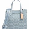 Bags * | Handbag Cotton Coach Crazy Deals Light Blue