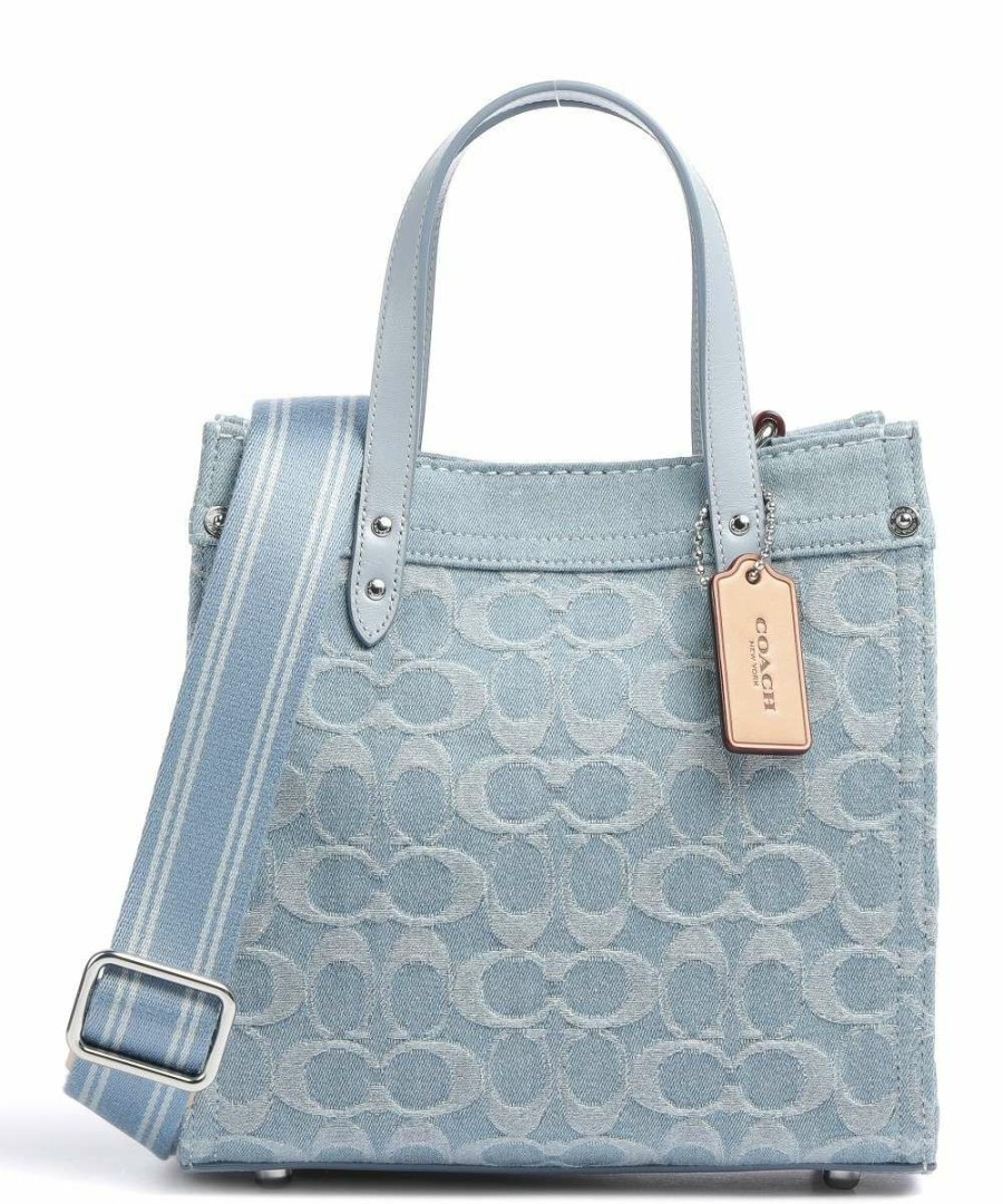 Bags * | Handbag Cotton Coach Crazy Deals Light Blue