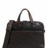 Business & Laptop * | Woven Briefcase 14 Buffalo Leather Bugatti Official Dark Brown