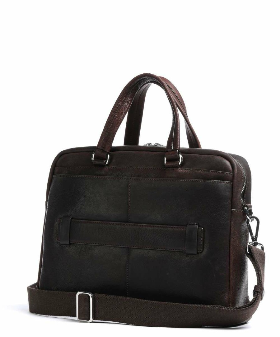 Business & Laptop * | Woven Briefcase 14 Buffalo Leather Bugatti Official Dark Brown