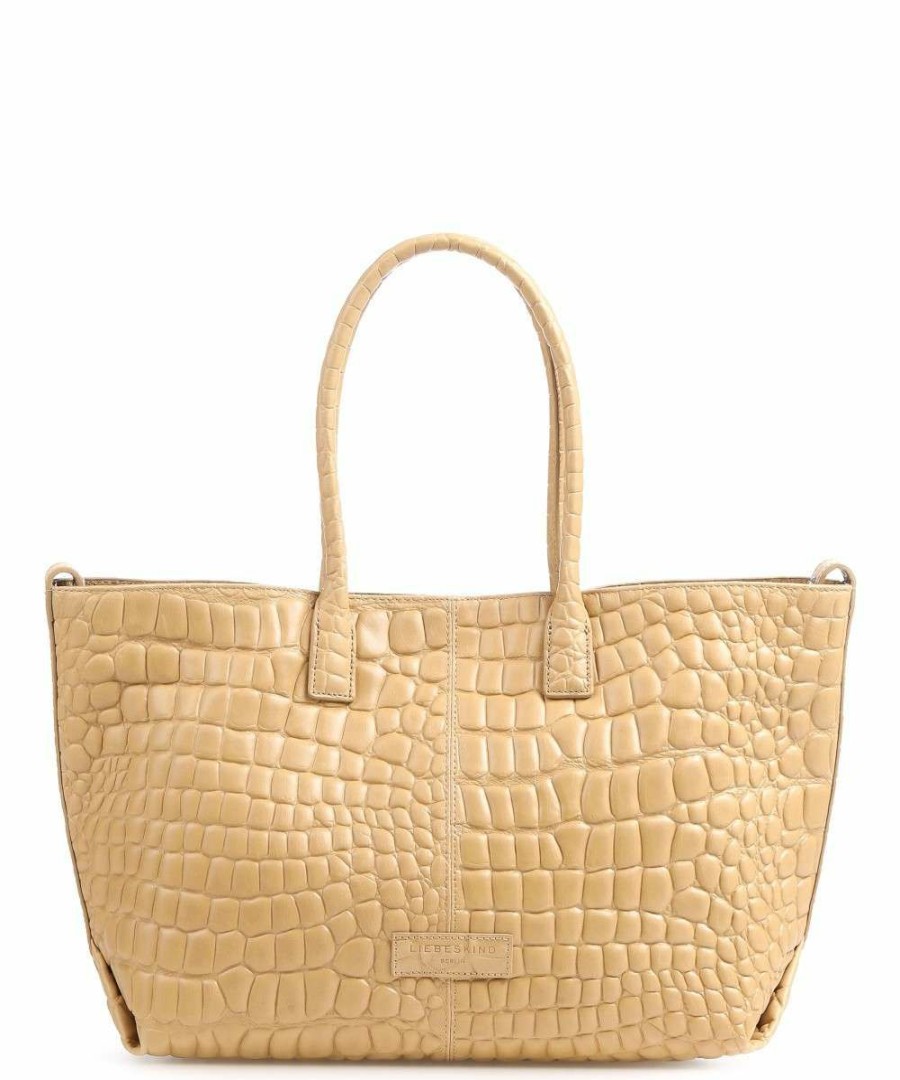 Bags * | Croco Chelsea M Tote Bag Leather Liebeskind Discount Online Sand