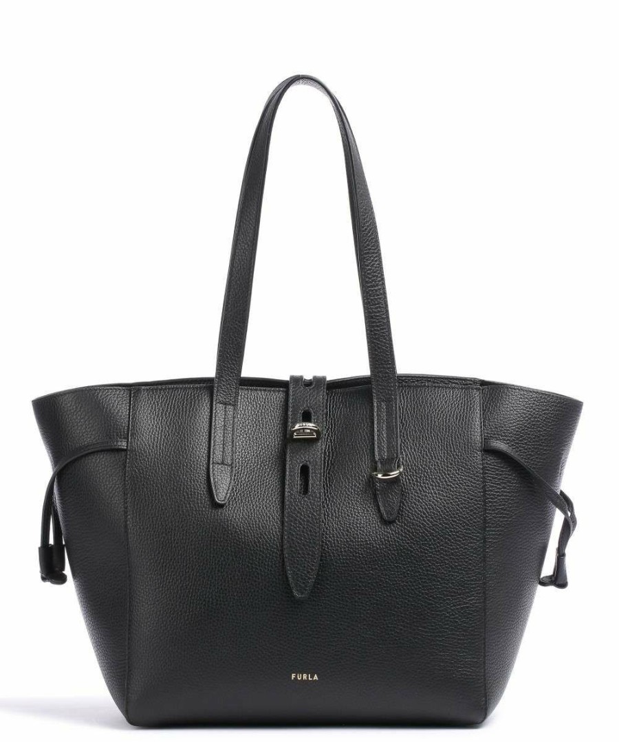 Bags * | Net M Tote Bag Grained Calfskin Furla Low Price Black