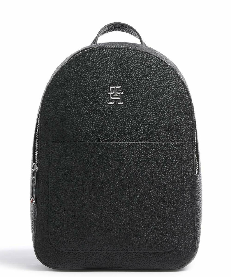 Backpacks * | Th Emblem Backpack Synthetic Tommy Hilfiger Latest Black