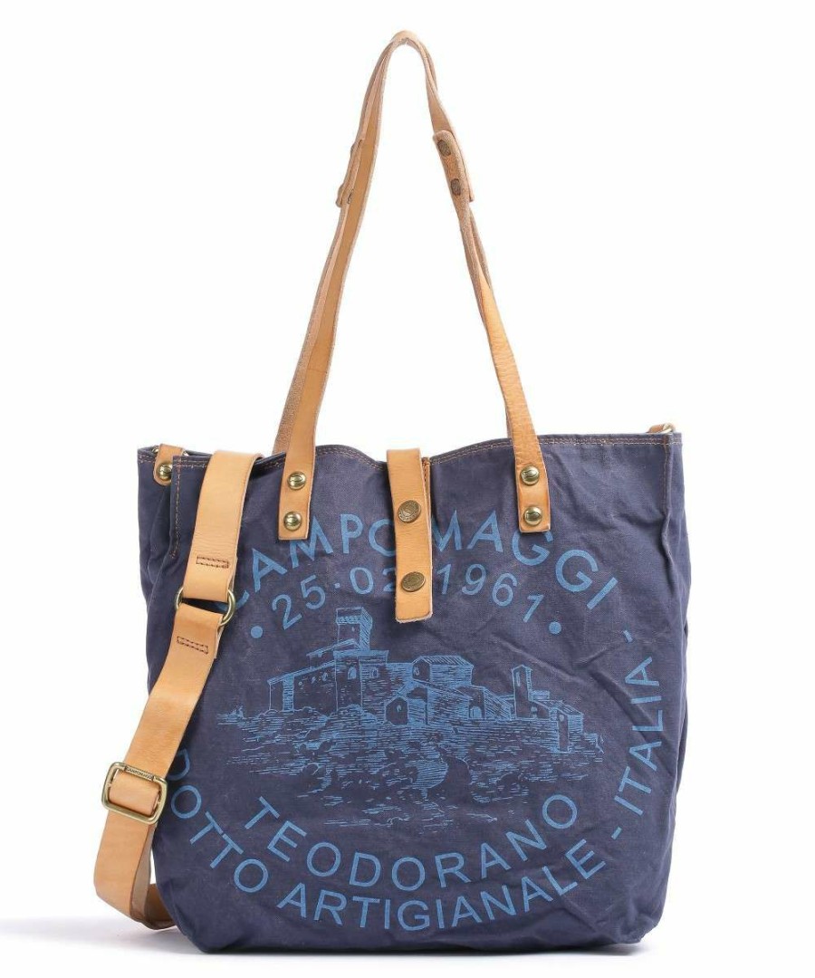 Bags * | Tote Bag Cotton Campomaggi Crazy Deals Dark Blue