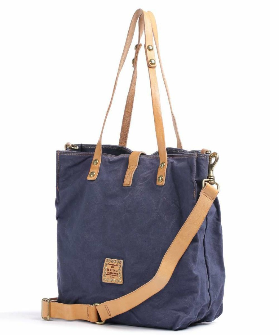 Bags * | Tote Bag Cotton Campomaggi Crazy Deals Dark Blue