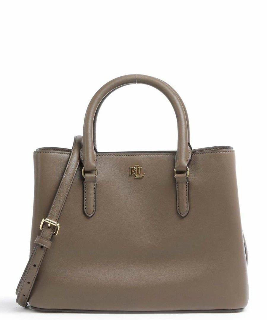 Bags * | Marcy 26 Handbag Fine Grain Cow Leather Lauren Ralph Lauren Exclusive Design Taupe