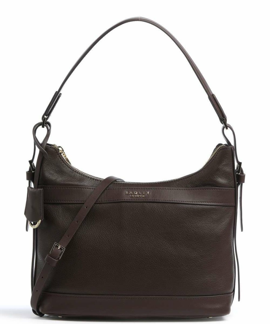 Bags * | Peregrine Road Hobo Bag Grained Leather Radley London Exclusive Design Dark Brown