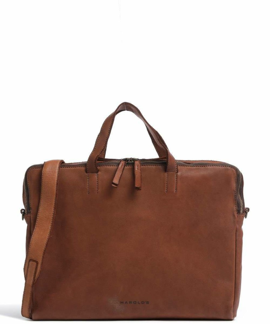 Business & Laptop * | Submarine Laptop Bag 15 Grained Leather Harold'S Best Sellers Cognac